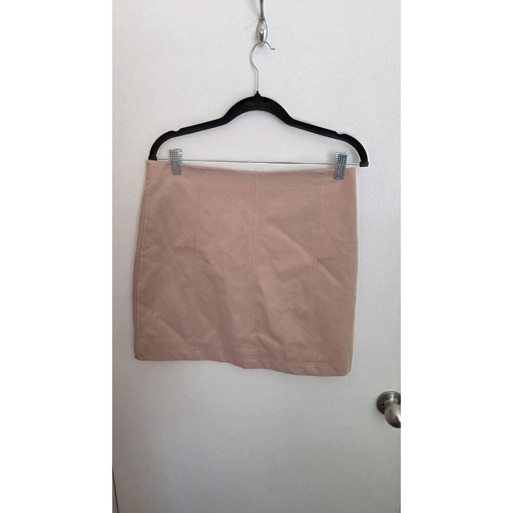 Shinestar Mini Skirt Womens M/L 30" Waist Tan Faux Leather Festival Concert NWT